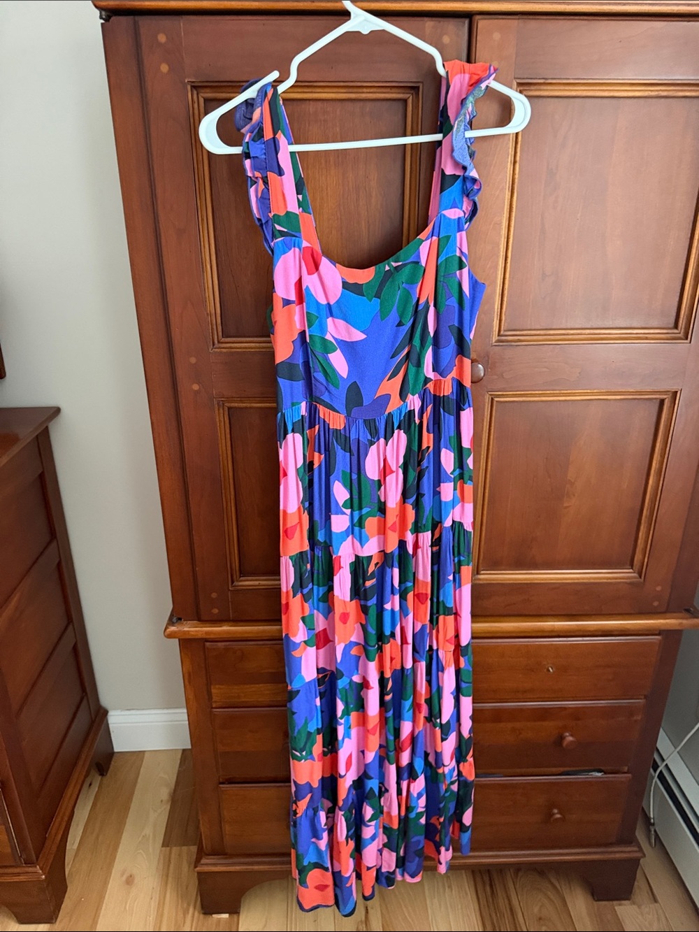 Mister Zimi Purple Floral Maxi Dress with Pink and Green Accents
